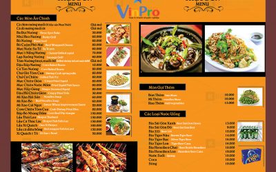 Các kích thước menu chuẩn hiện nay